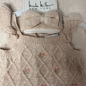 Nicole Miller Beige Knit Dress and Headband Set